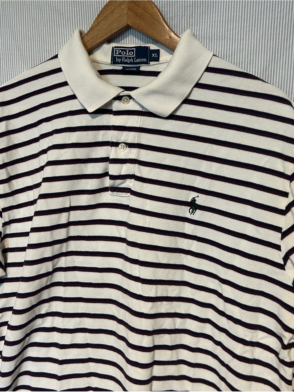Polo Ralph Lauren White Polo with Navy Stripes